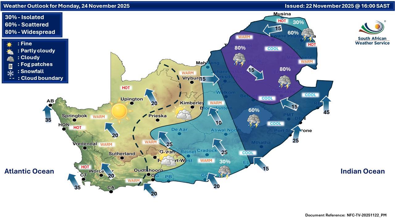 Mpumalanga - WEATHER UPDATE | SAWS issued an extended weather forecast ...