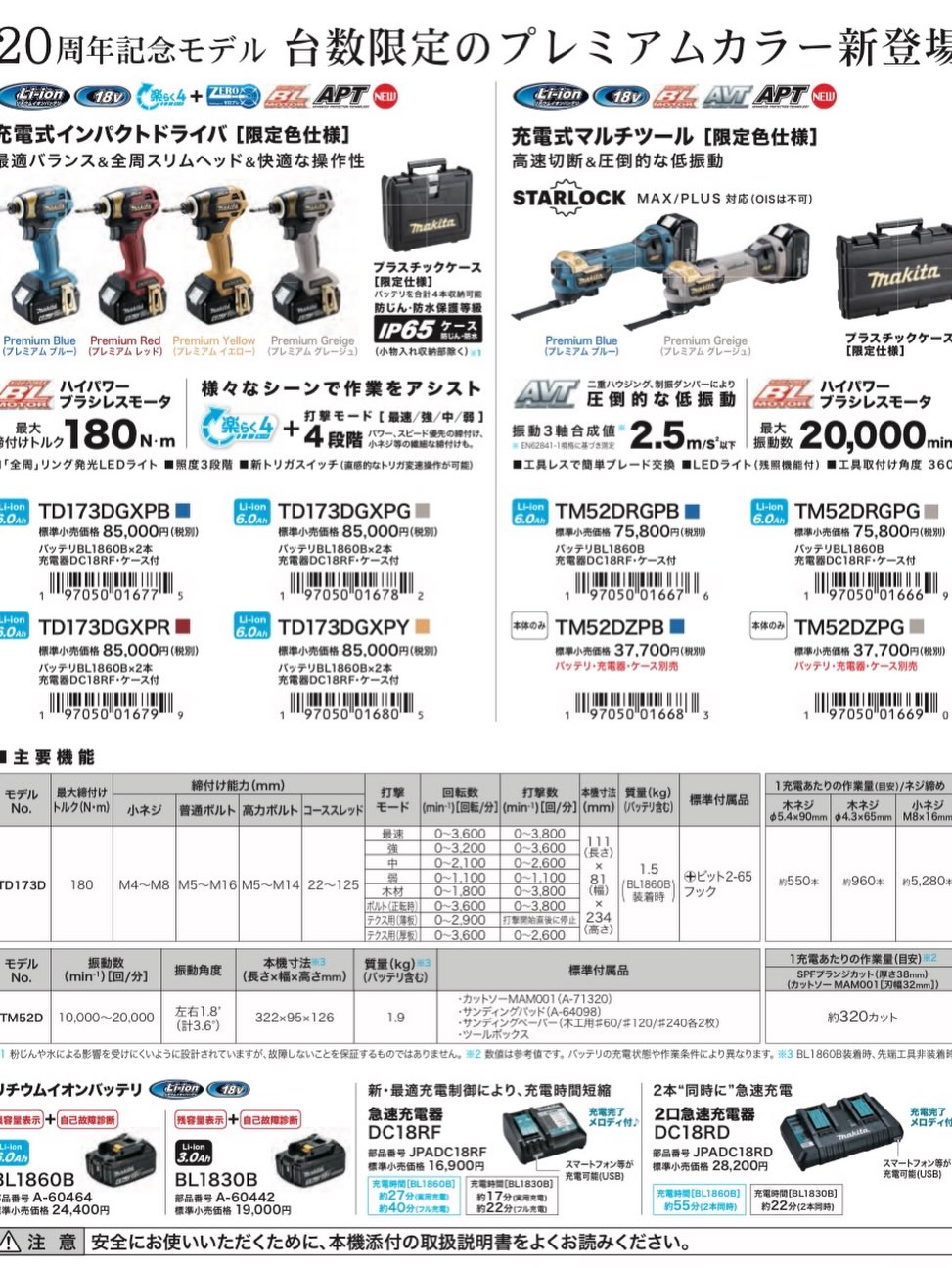 ☆20周年記念モデル☆ 台数限定のプレミアムカラー新登場！ マキタ 