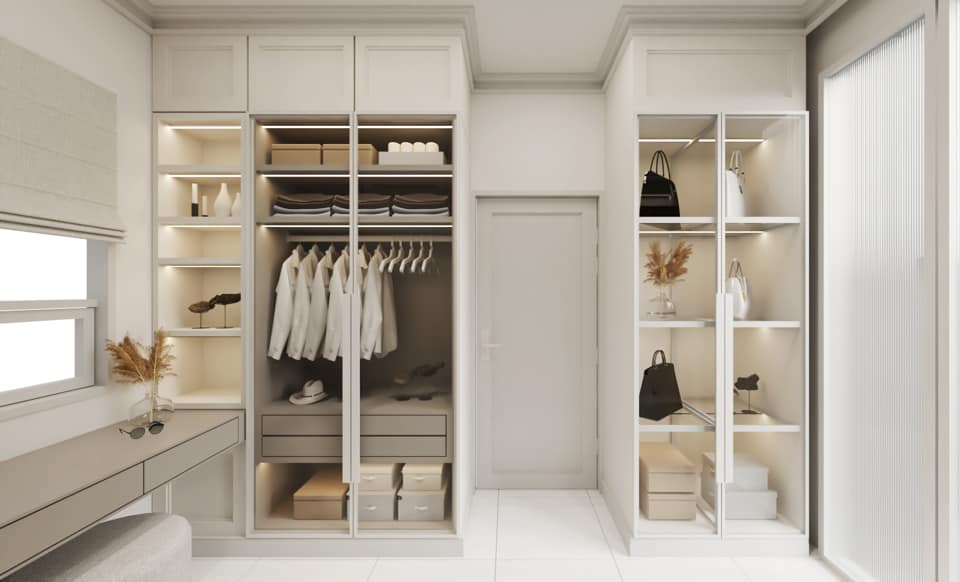 ตู้เสื้อผ้า ” Walk in closet “ แบบบิ้วอิ้นเข้ากับพื้นที่ ที่มีพื้นที่ ...