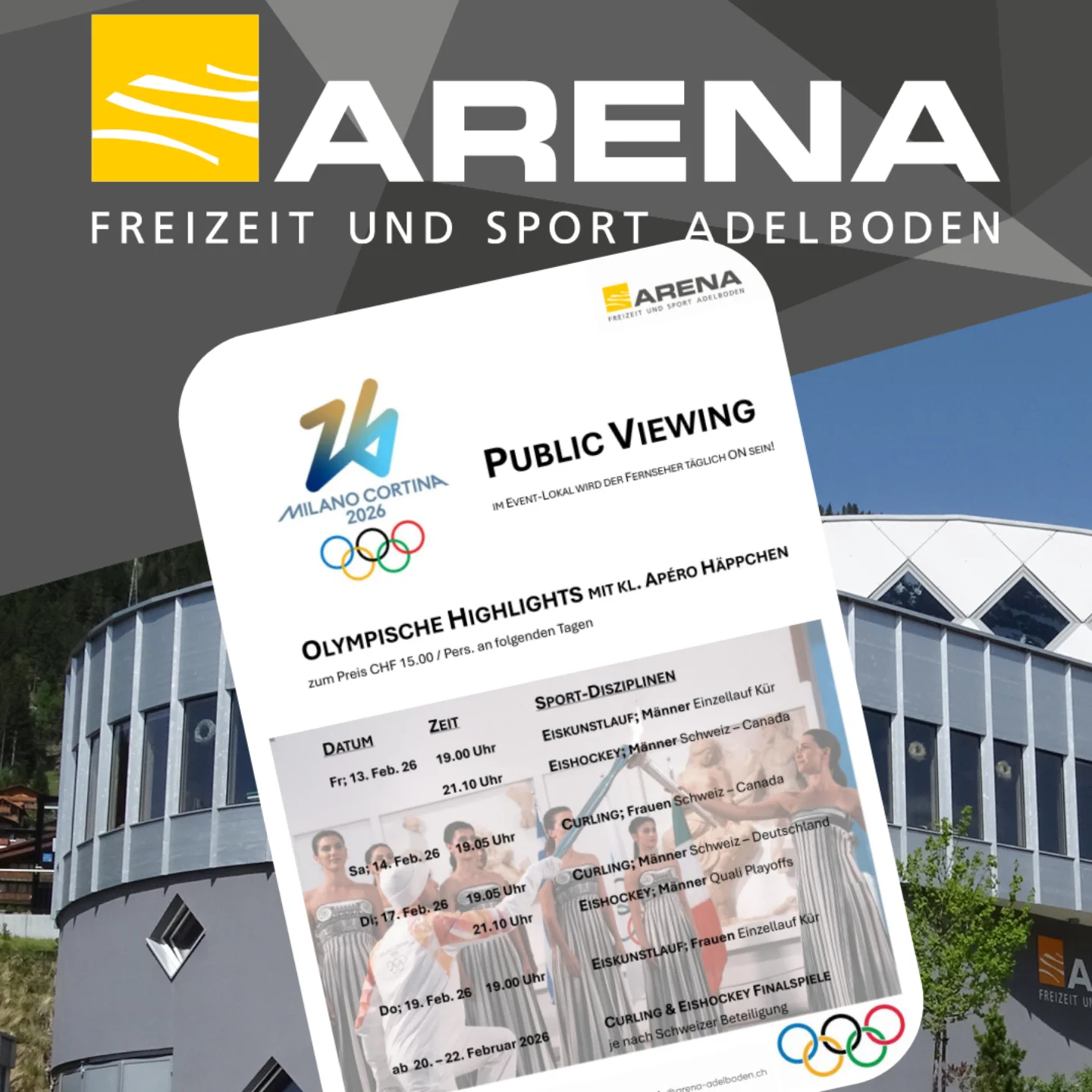Freizeit- - ARENA - Olympia 2026 hält Einzug in die Arena... Public ...
