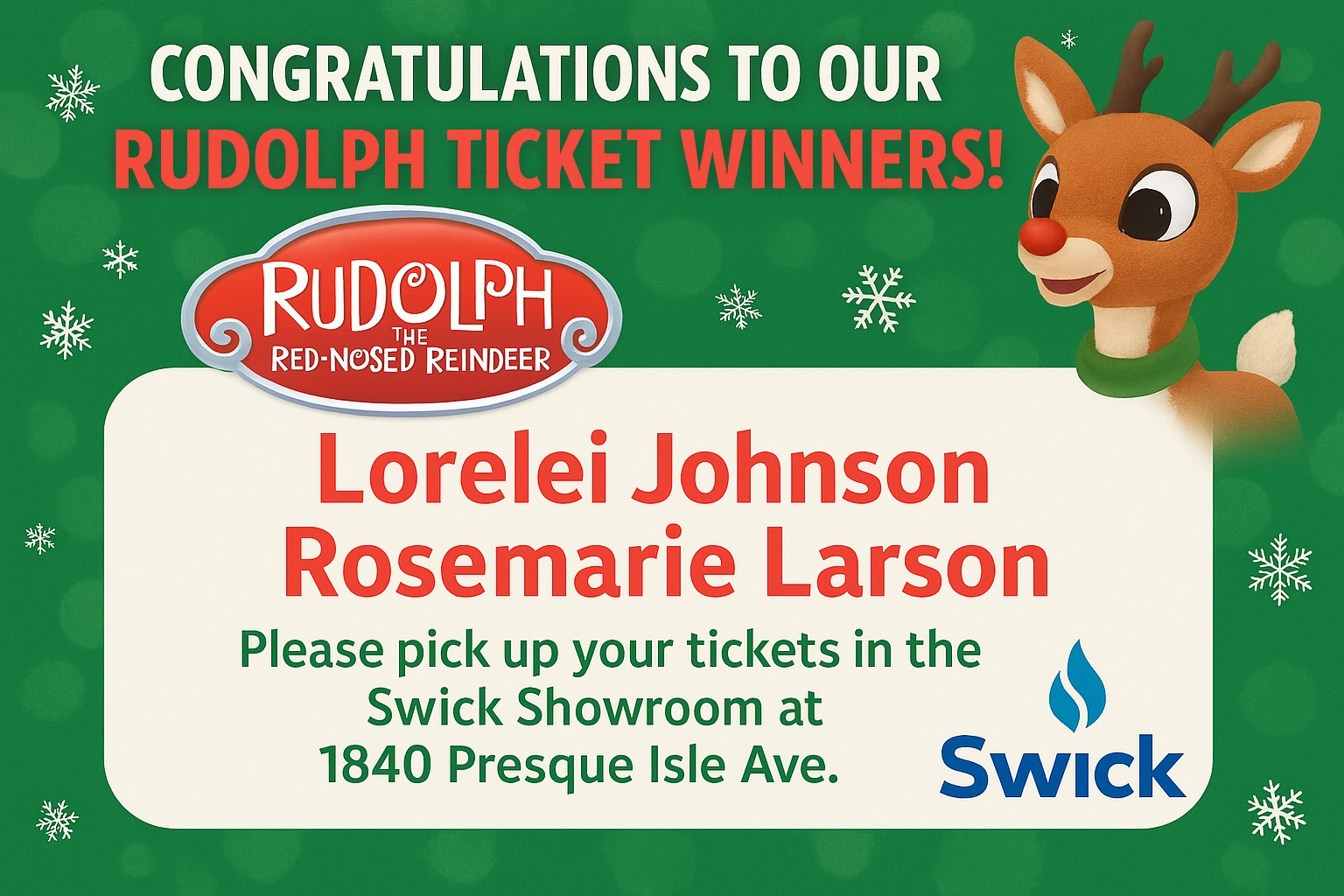 🎄 Congratulations to our Rudolph... - Swick Home Services | Facebook