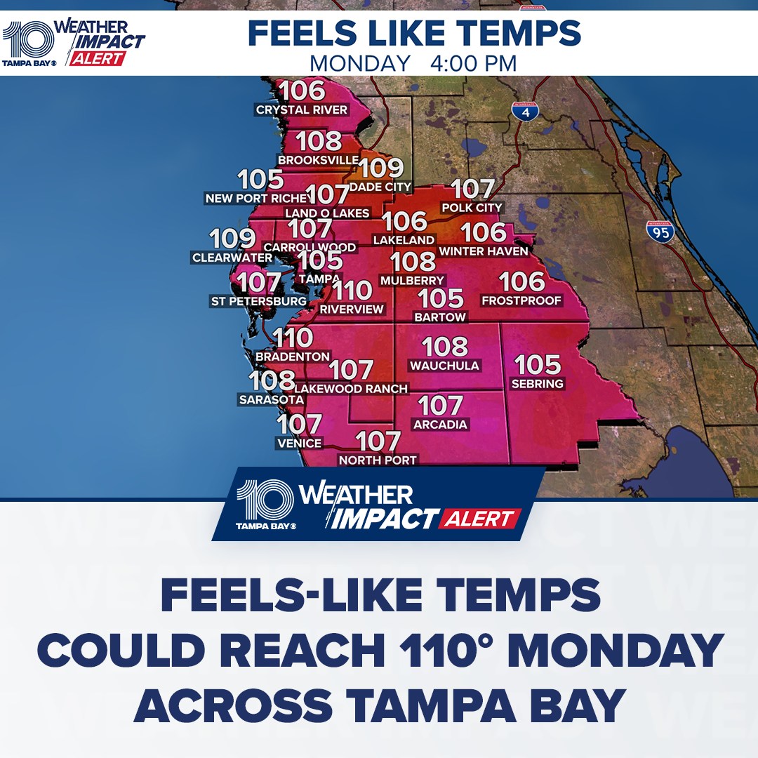 DANGEROUS HEAT 🥵 Despite afternoon showers, feels-like
