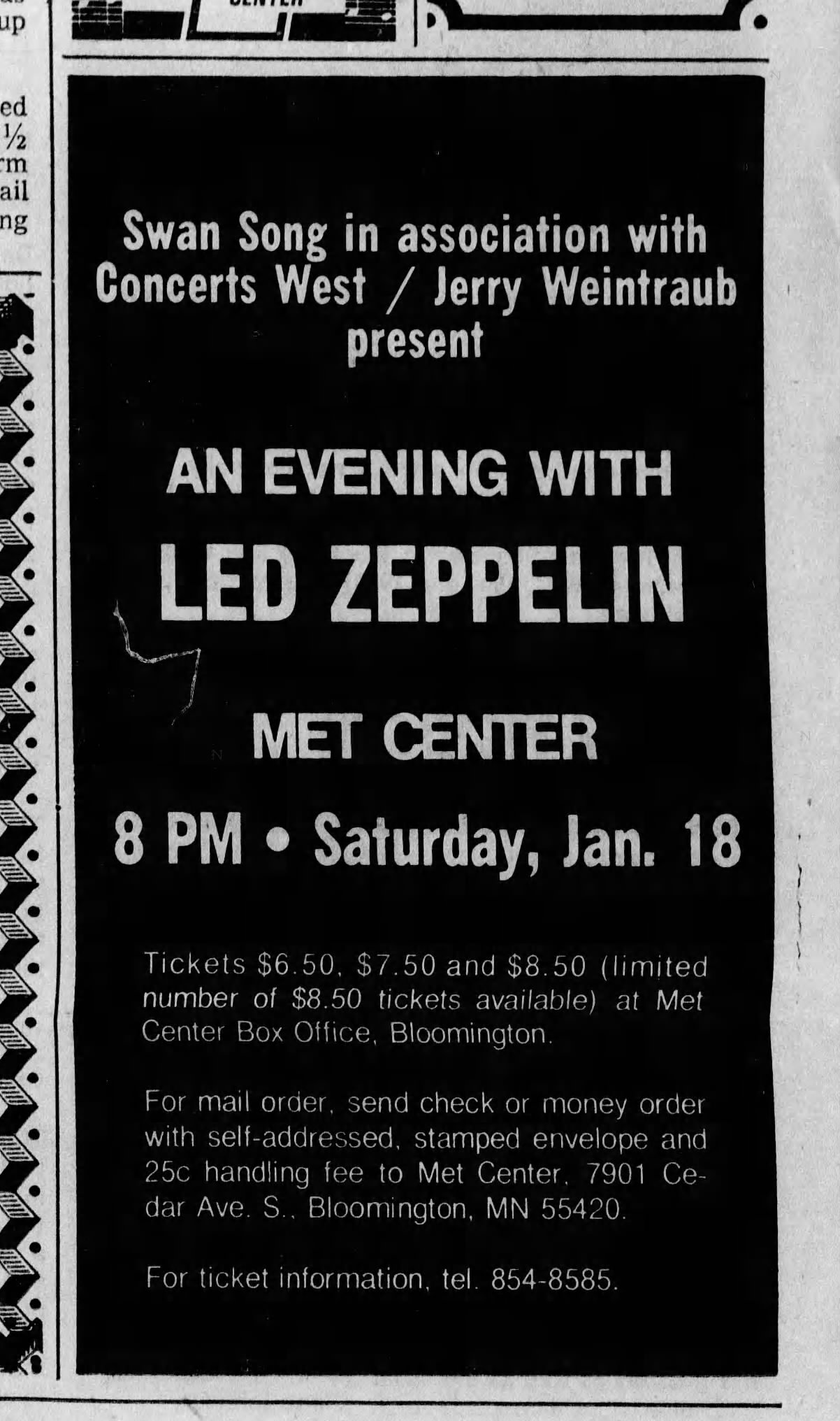 Led Zeppelin's 1975 North America tour starts at Met Center