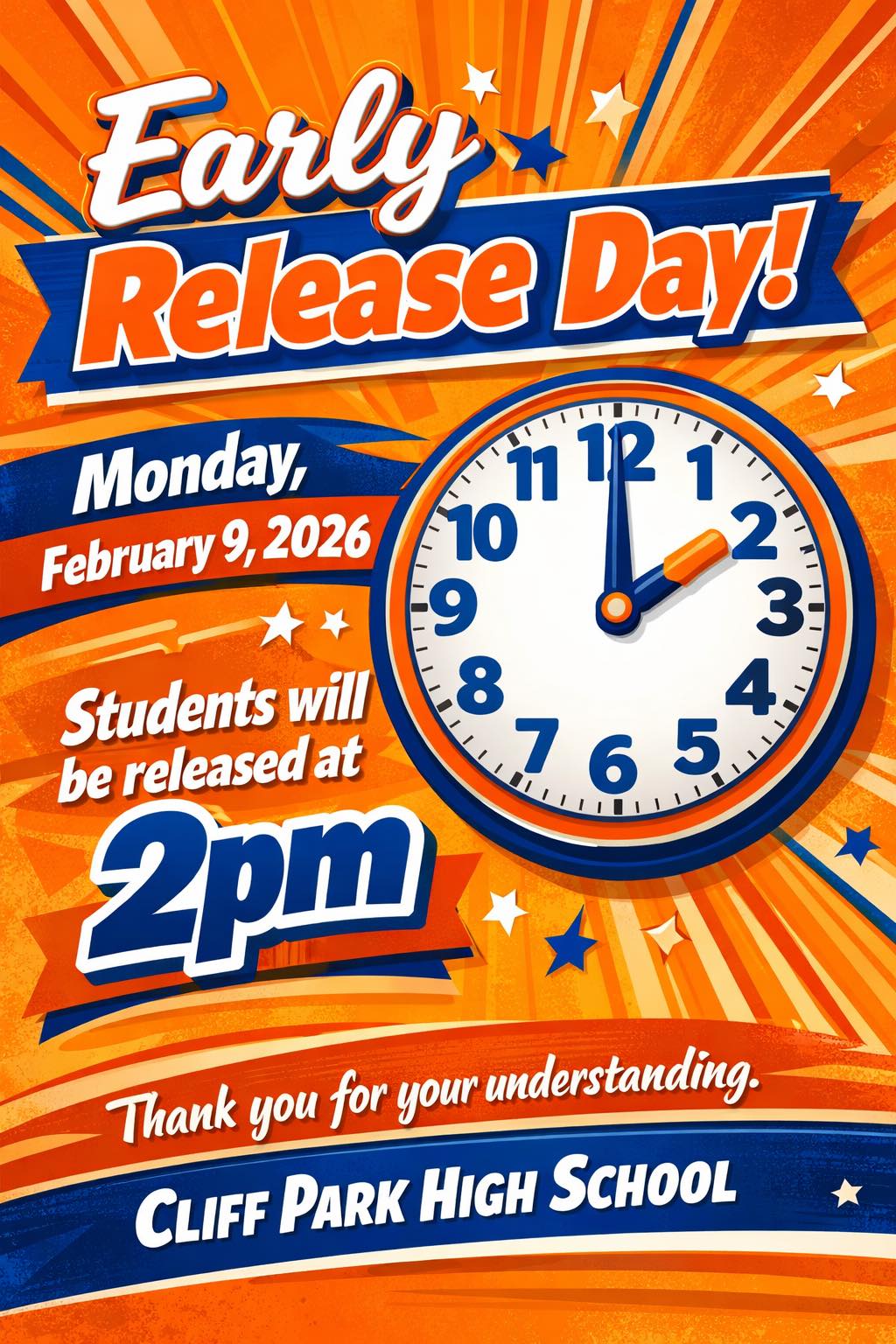 📣 Early Release Day! ⏰ Cliff Park... - Cliff Park High School | Facebook