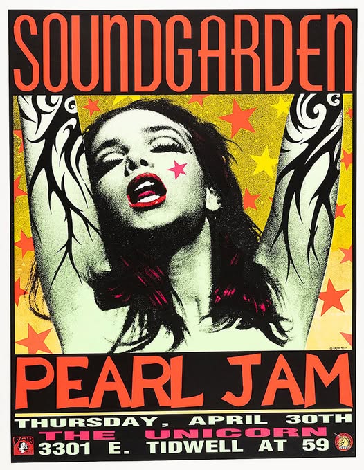 Poster: Pearl Jam & Soundgarden, at The Unicorn, Houston, Texas