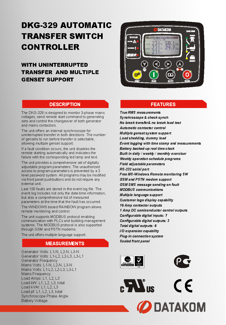Datakom Controllers for Generators, ATS, Electric Power Monitoring, etc