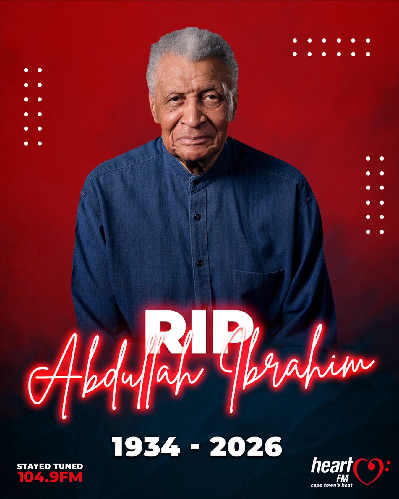 Today, Cape Town lost one of its greatest sons. Abdullah Ibrahim 