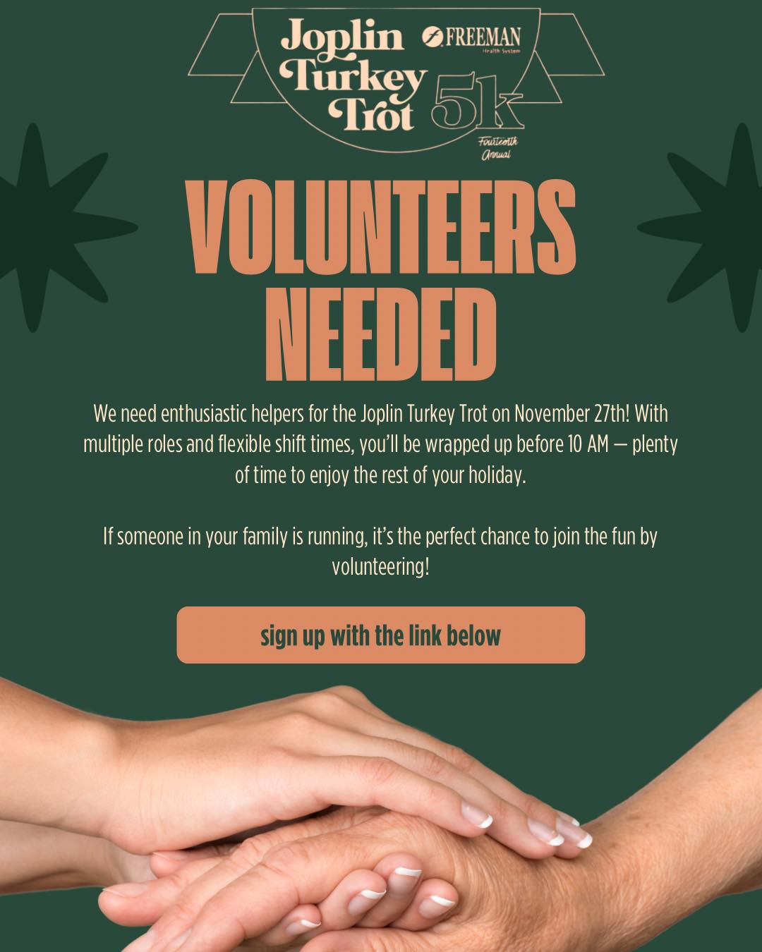 🦃 Calling All Volunteers! Help us... - Joplin Turkey Trot | Facebook