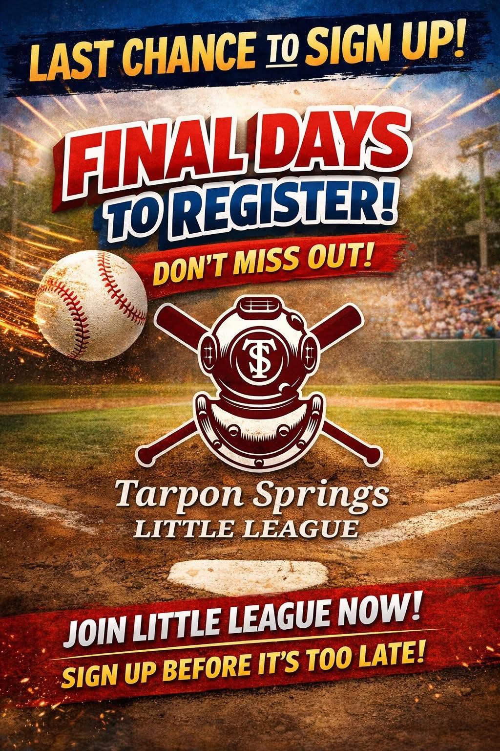 Tarpon - 📣 TSLL Families — Don’t Forget! ⚾️🎄 Spring season registration ...
