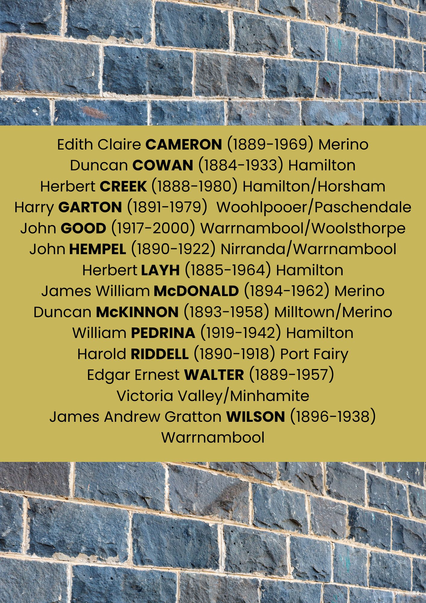 Western - The HIRL Commemorative Wall committee is looking for family ...