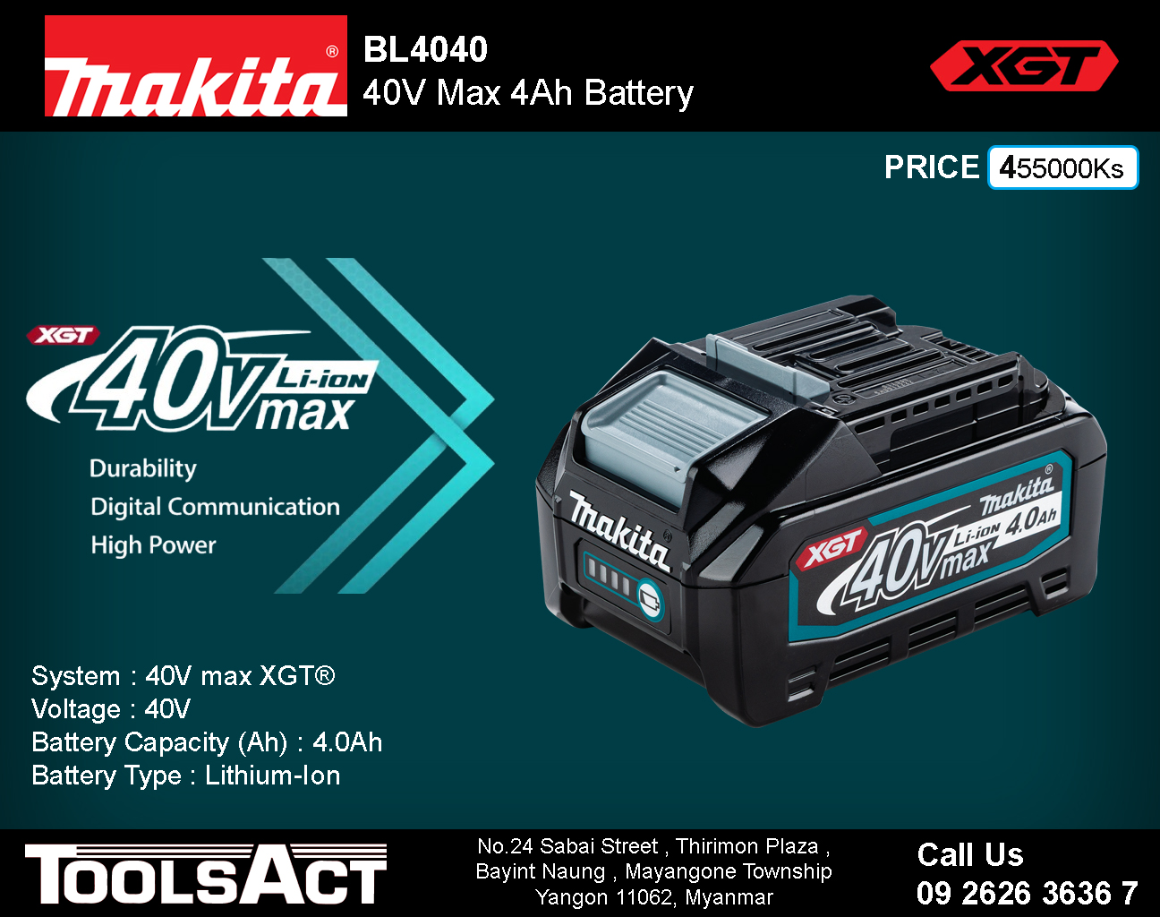 Makita - #Edit : Sold Out BL4040 40V Max 4 Ah Battery Limited 