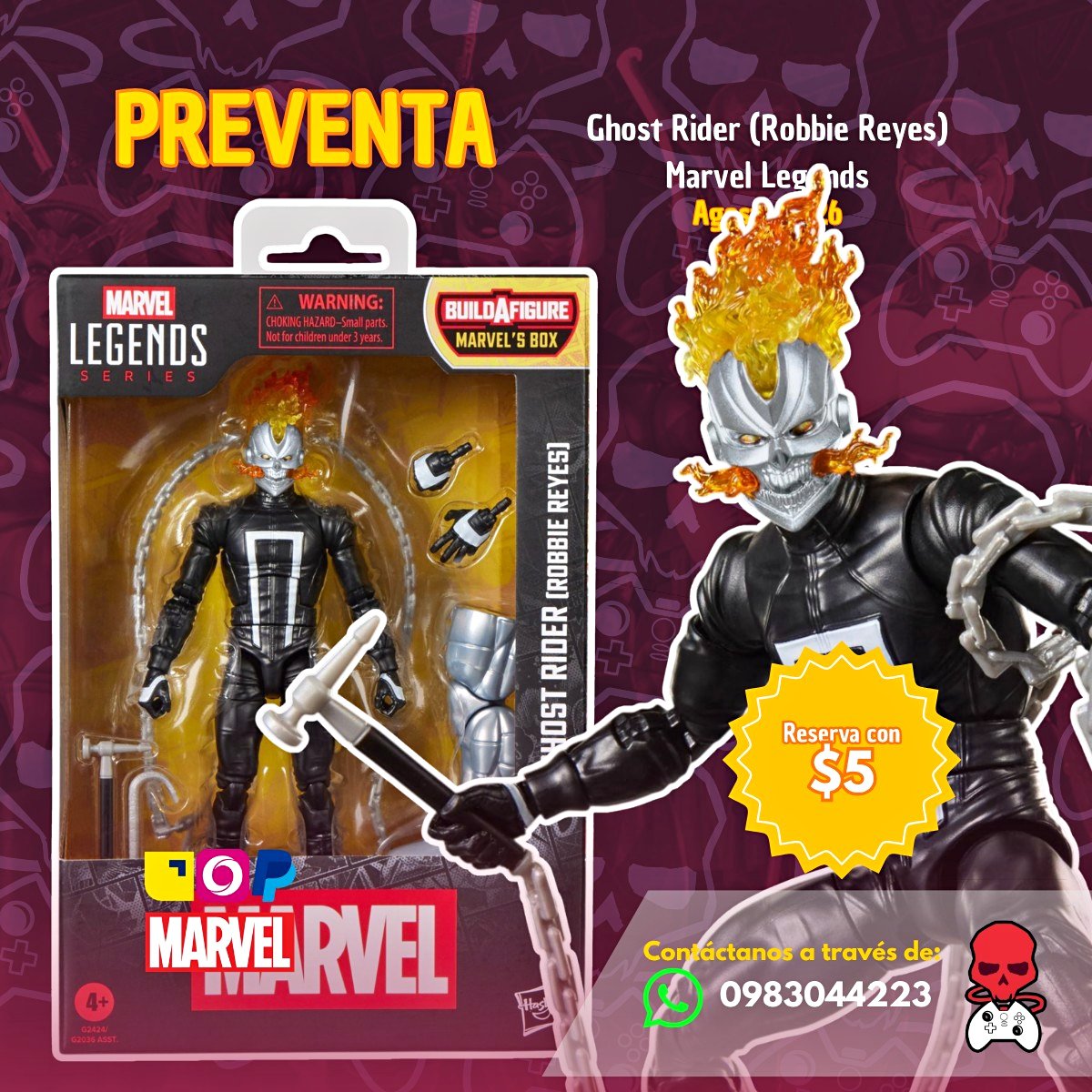 MARVEL LEGENDS BUILD A FIGURE BOX GHOST RIDER (ROBBIE REYES) - Action ...