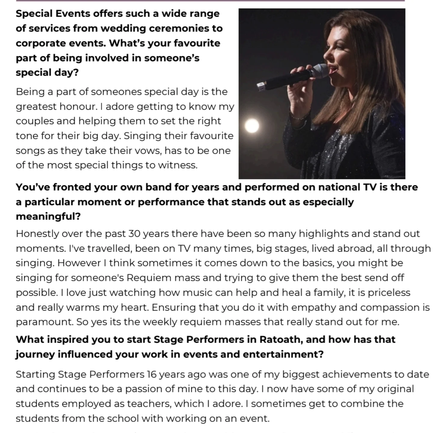 Denise O Rourke Event Singer