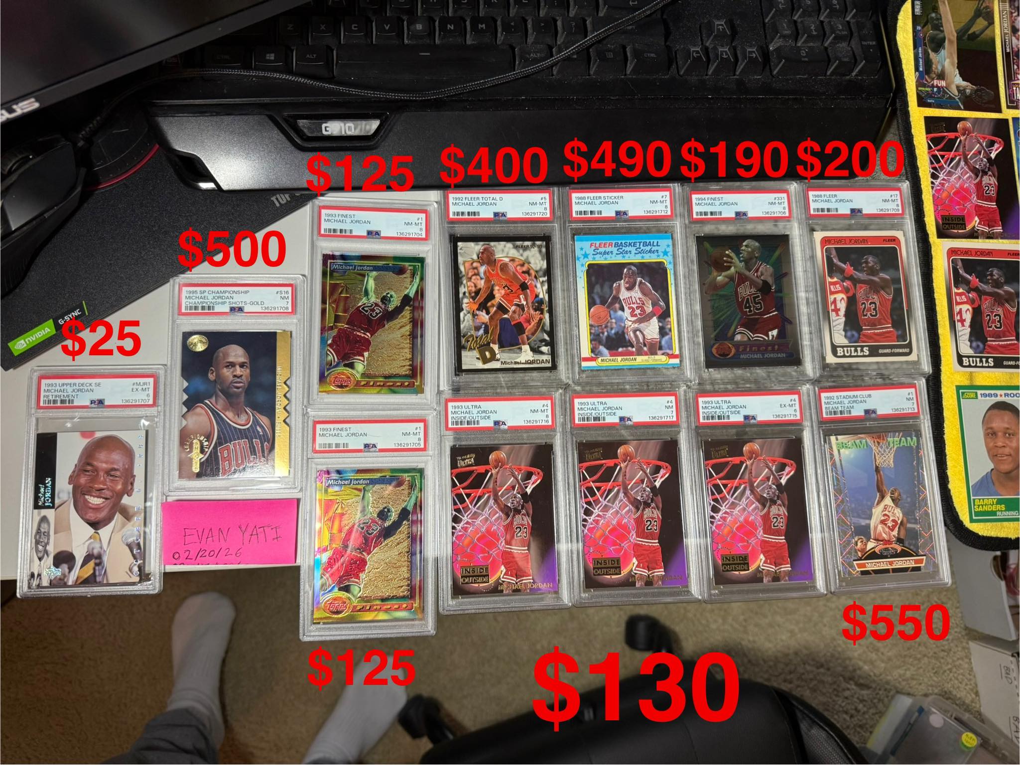 Looking to buy MJ inserts up to 2k ?. PSA graded 8+ only