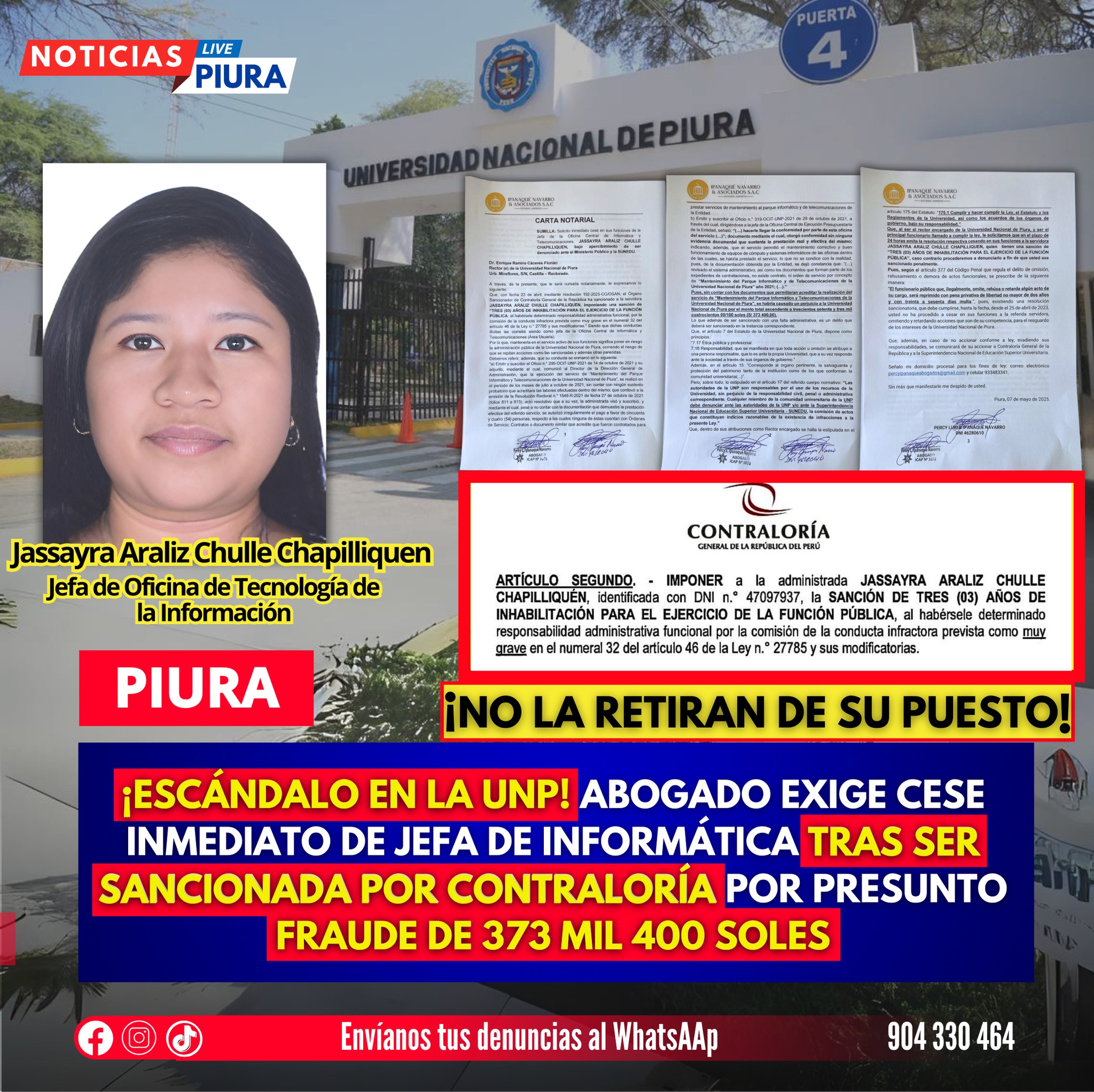 Noticias - ¡ESCÁNDALO EN LA UNP! ABOGADO EXIGE CESE INMEDIATO DE JEFA ...