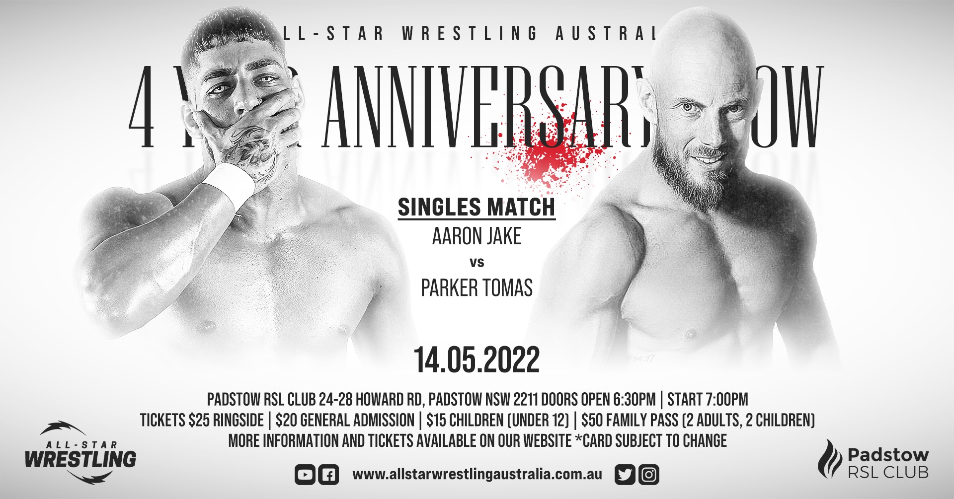 All-Star Wrestling Australia - Match Announcement - 4 Year Anniversary ...