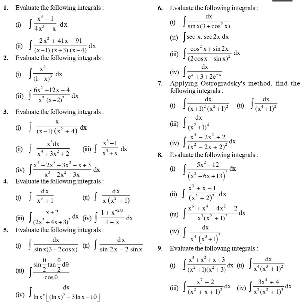 متعة التكامل Fun of Integrals | المطلوب حل التكاملات التالية بطريقة ...