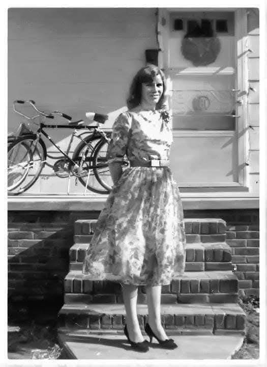 Vintage 1959 Blind Date Photo in Color: Light Blue Dress and Black Shoes