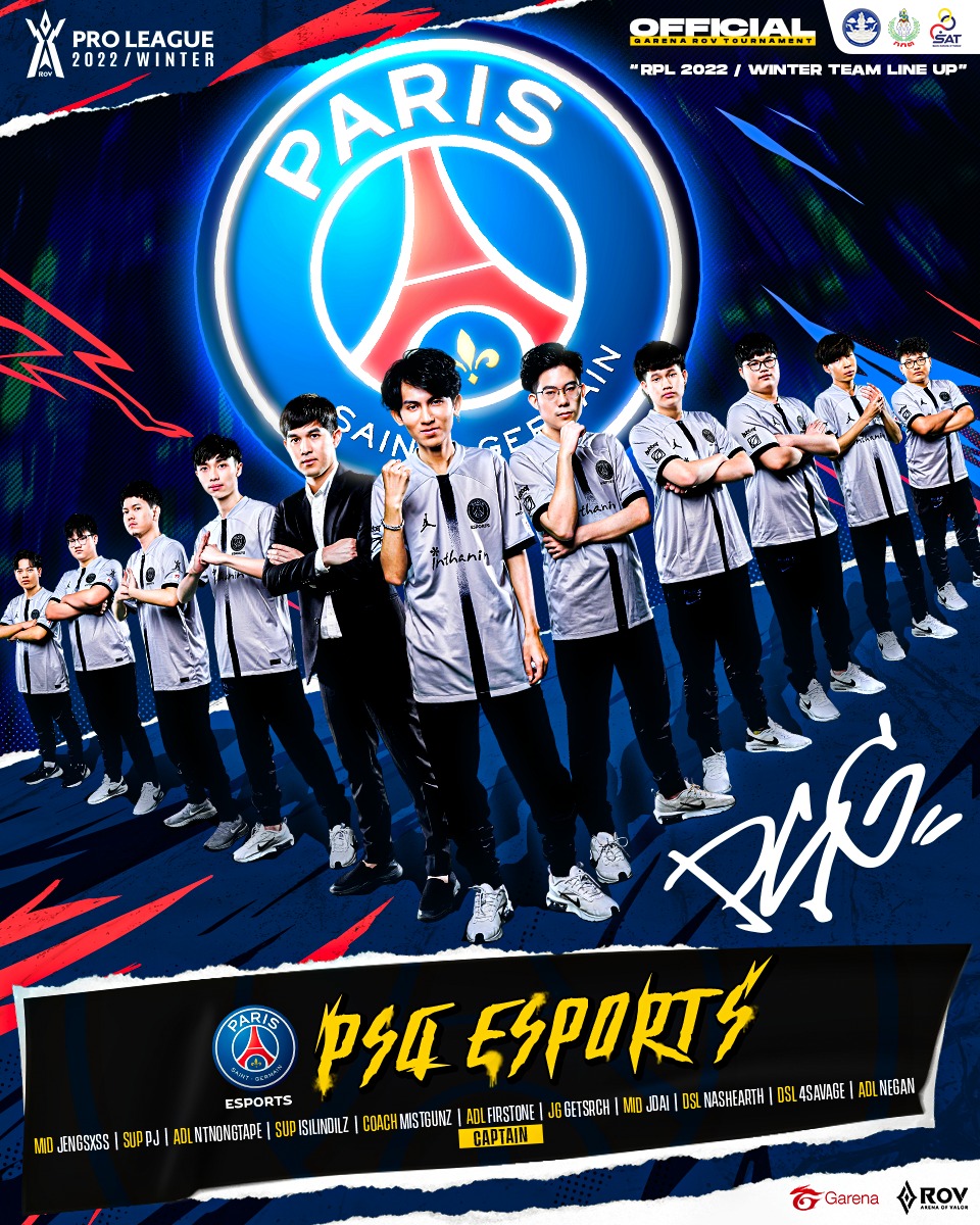 ลุยกันต่อ! เปิดตัว Line Up ทีม PSG... - Garena RoV Tournament