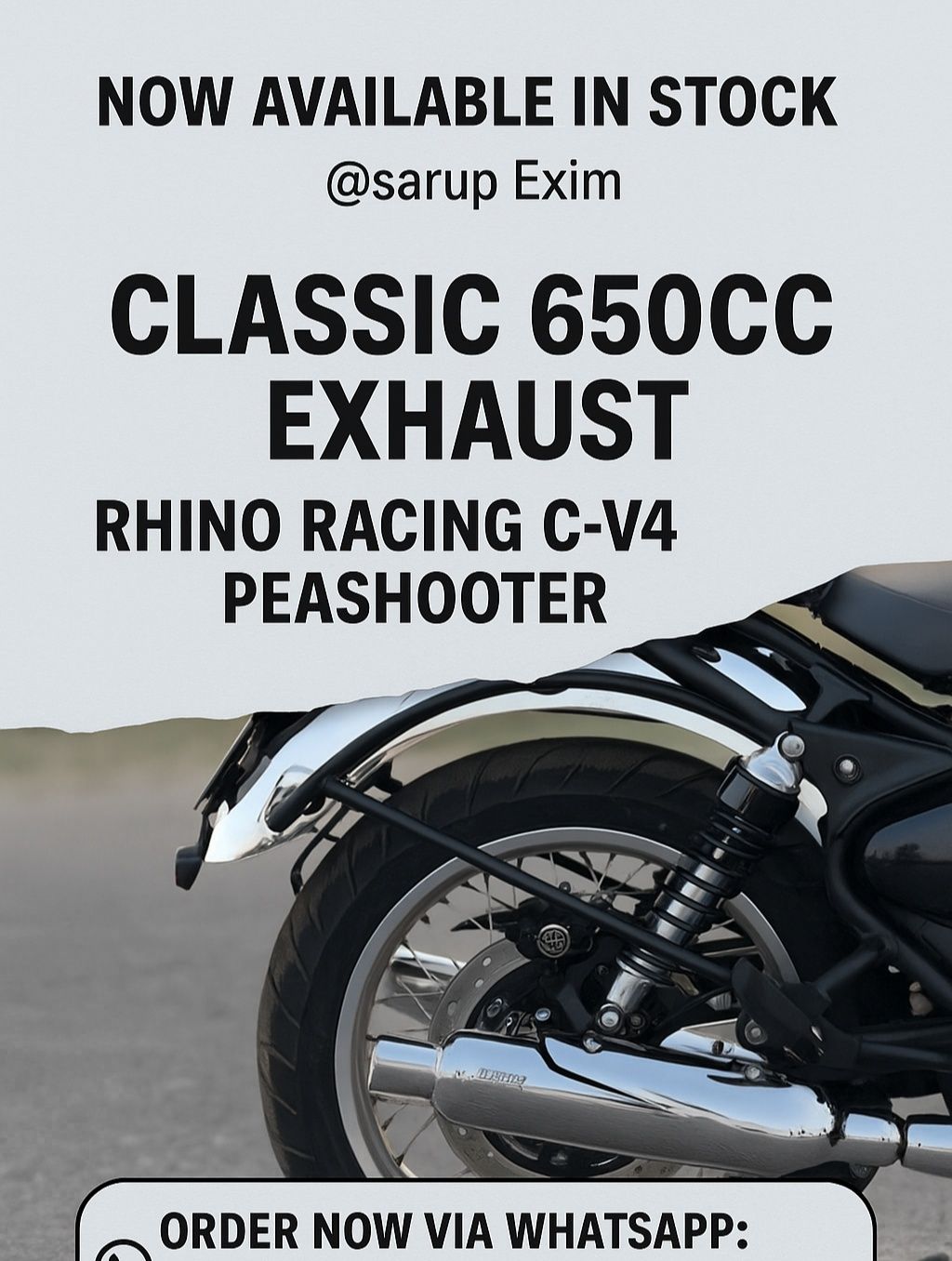 RHINO RACING V1 ロイヤルエンフィールド用マフラー Rhino Racing Exhausts For Royal Enfield Classic 650 V1 (Stainless Steel) 