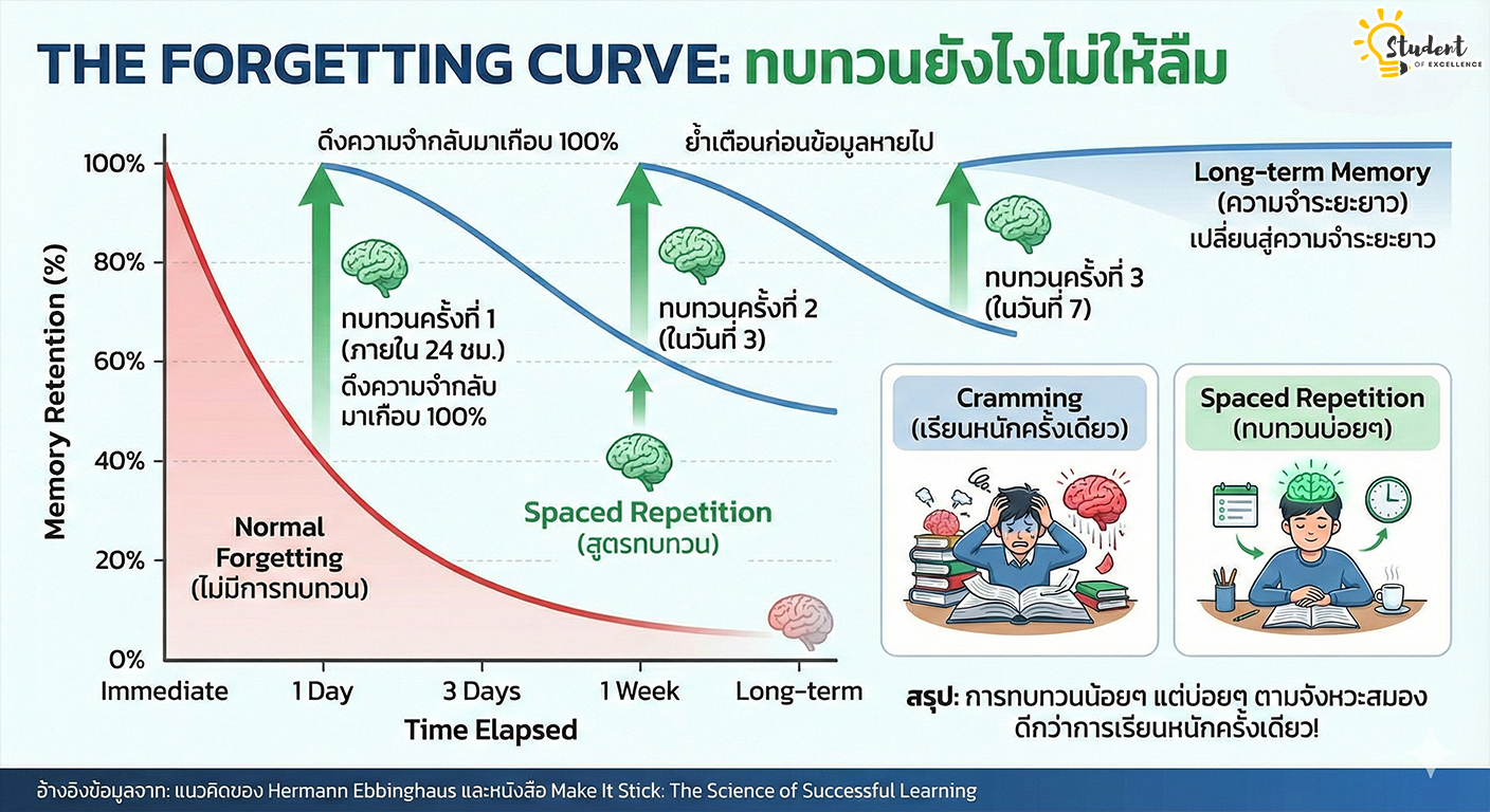 Students - "The Forgetting Curve: ทบทวนบทเรียนยังไงไม่ให้ลืม (สูตรทบทวน ...