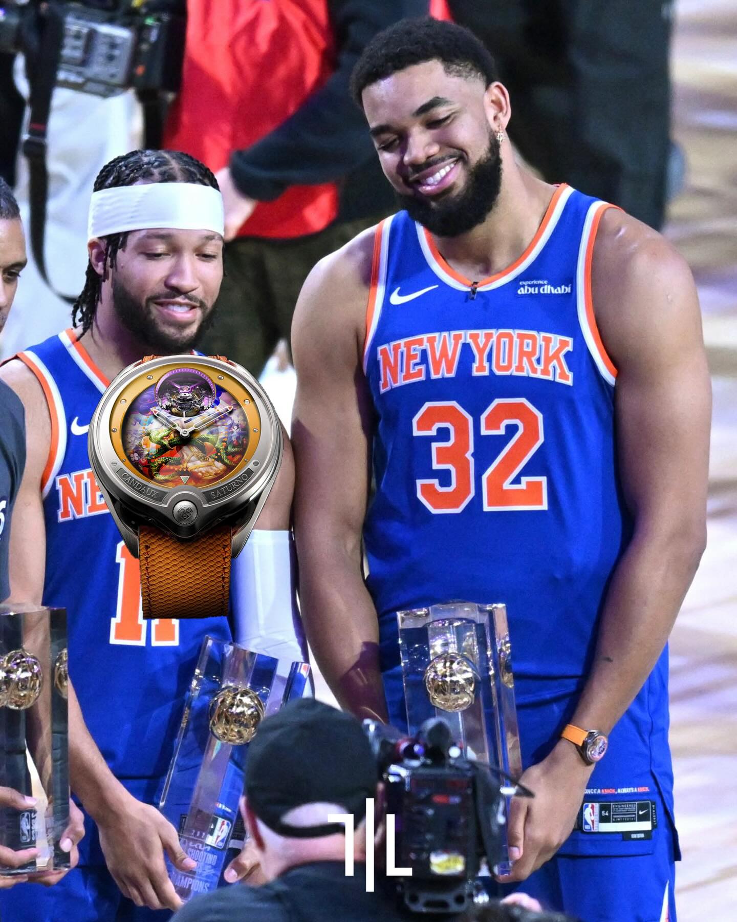 Karl-Anthony Towns of the NY Knicks celebrates the 2026 NBA All