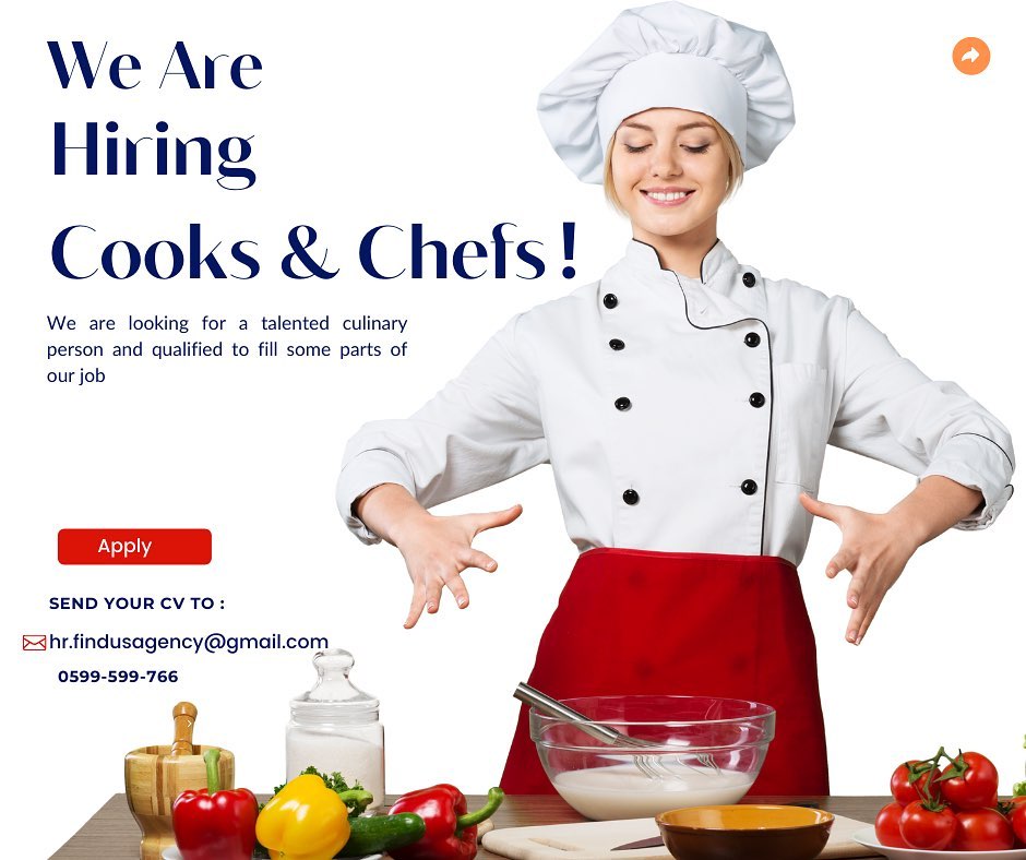 finduscorporation - We are hiring cooks and chefs. Position comes with ...
