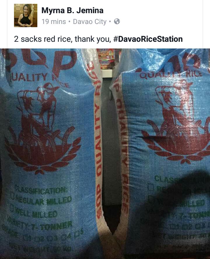 Davao Rice Station - Thank you so much for ordering 2 sacks of Red Rice ...