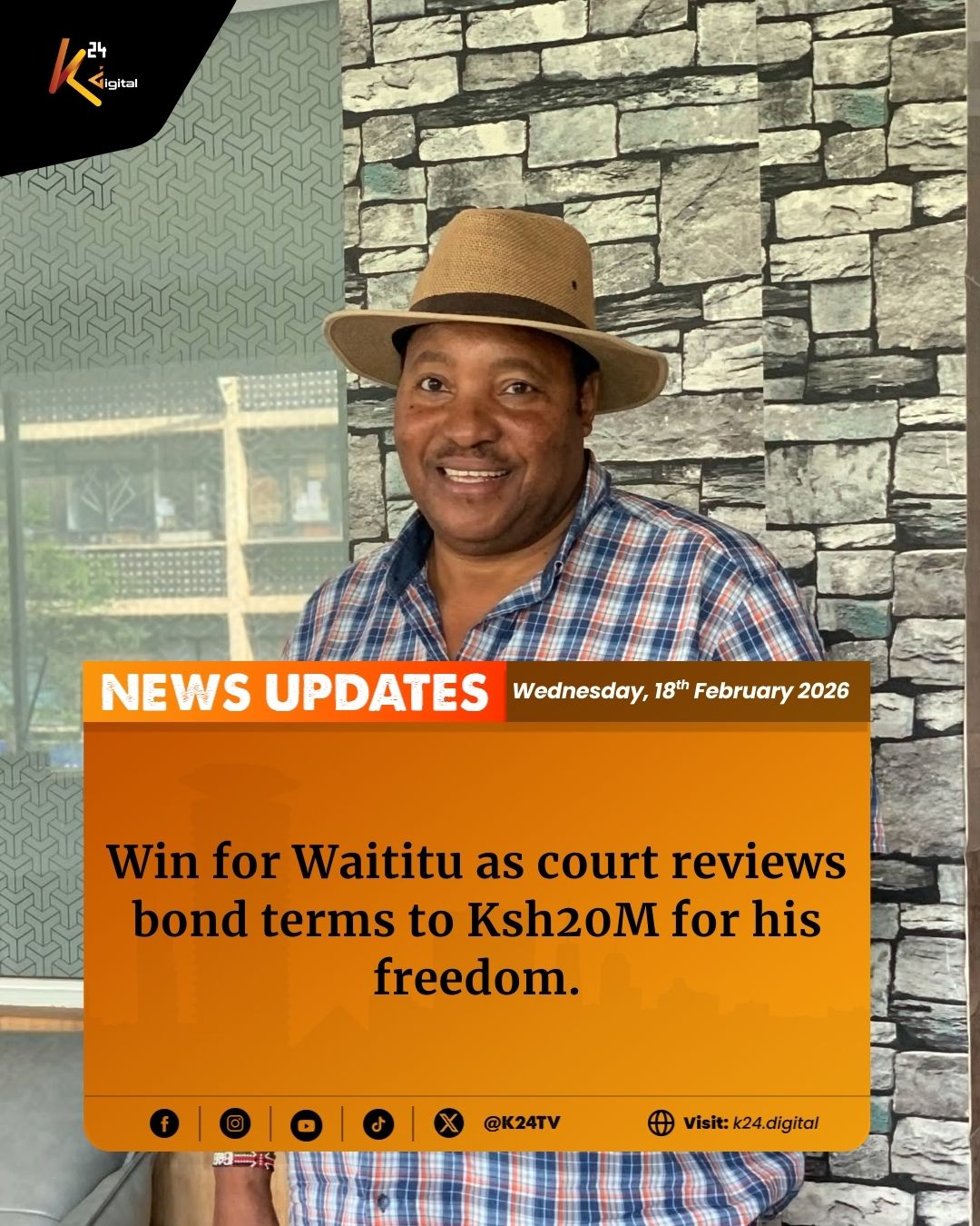 K24 TV - Former Kiambu Governor, Ferdinand Waititu, is set... | Facebook