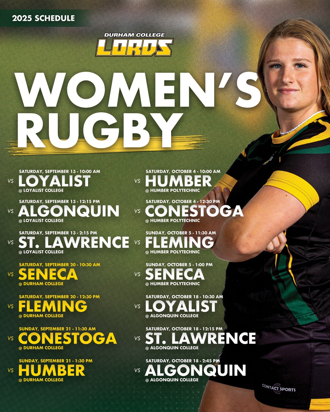 Durham Lords - 🗓 The 2025 OCAA rugby schedules are here!... | Facebook
