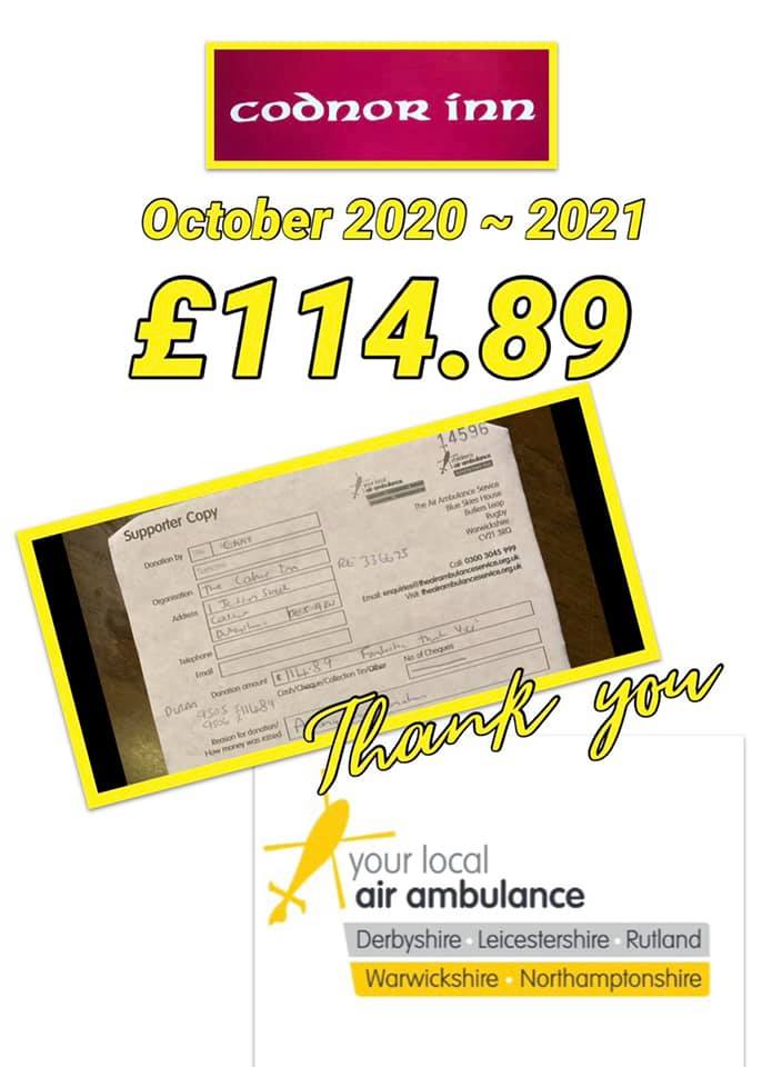 The Codnor Inn - 🚁 Well done all who donated to The Air...