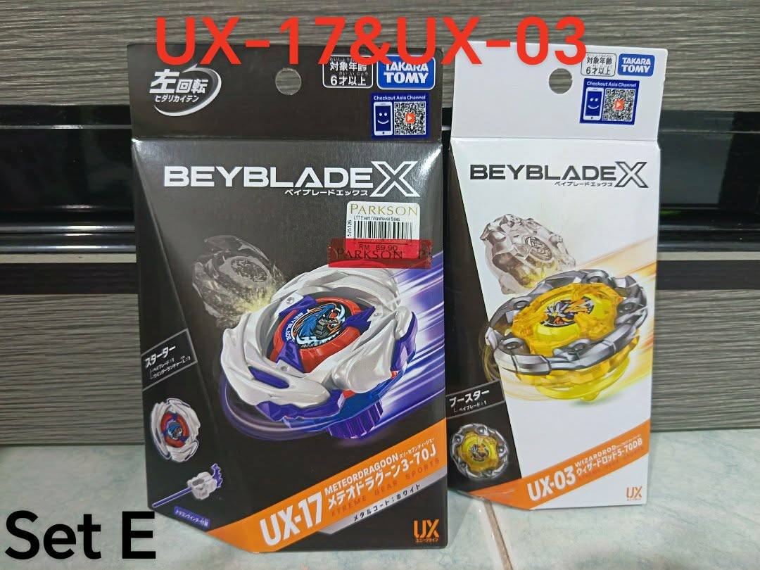 Beyblade X sets for sale: UX-15, UX-11, and UX17 models with