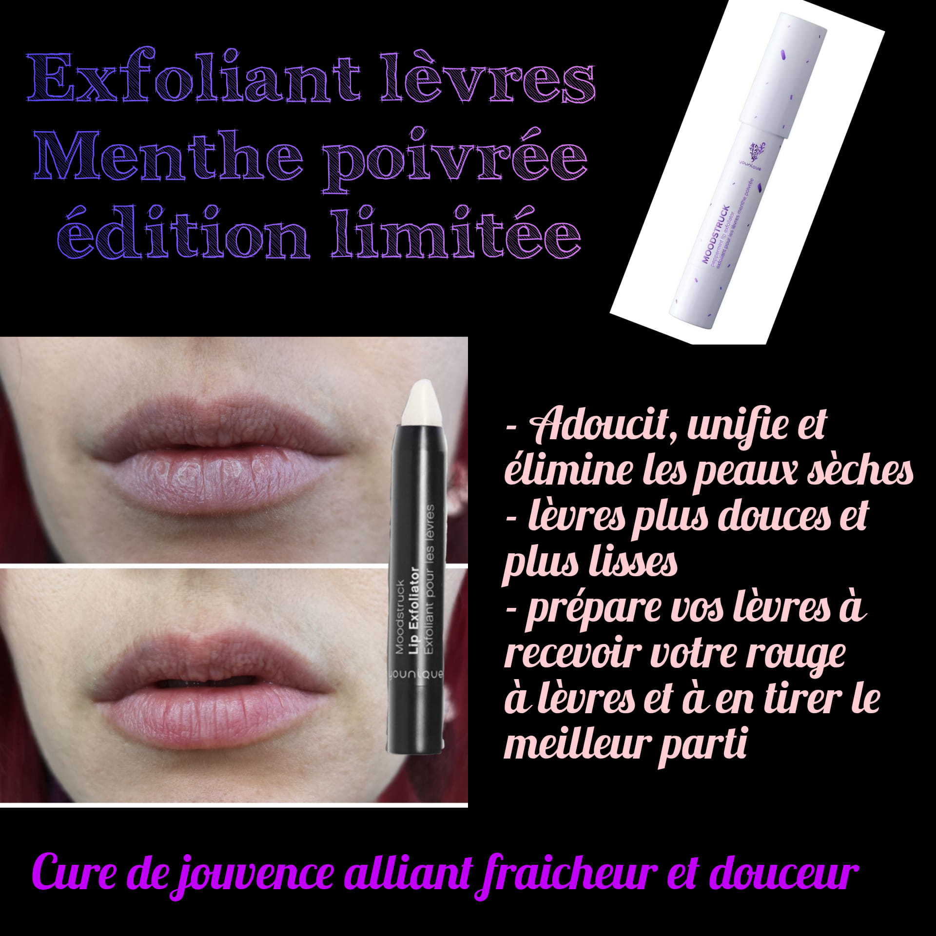 Exfoliant Pour Lèvres Younique - Crayon Transparent, Soin Sans Cruauté