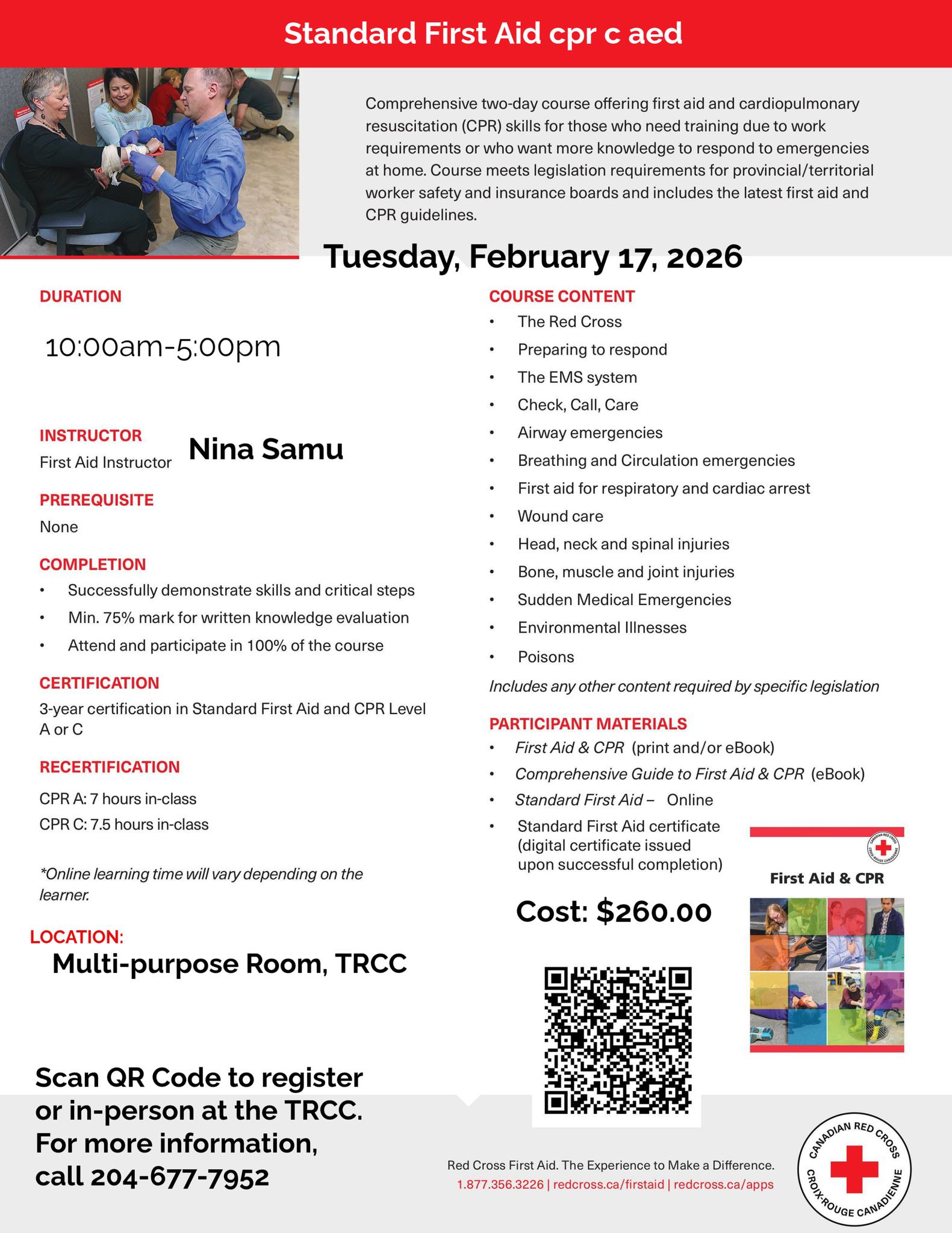 Standard First Aid & CPR/AED... - Thompson Recreation | Facebook