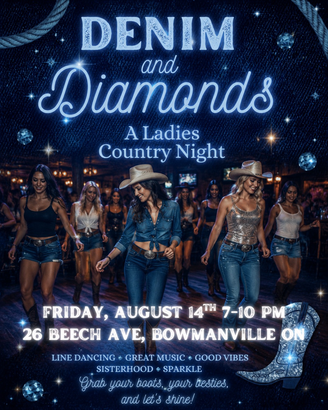 Denim and Diamonds country night in Bowmanville, August 14th