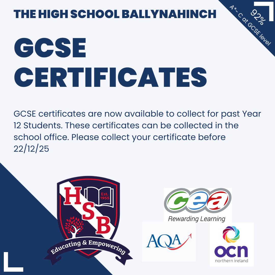 📄 GCSE Certificates 📄... - The High School Ballynahinch | Facebook