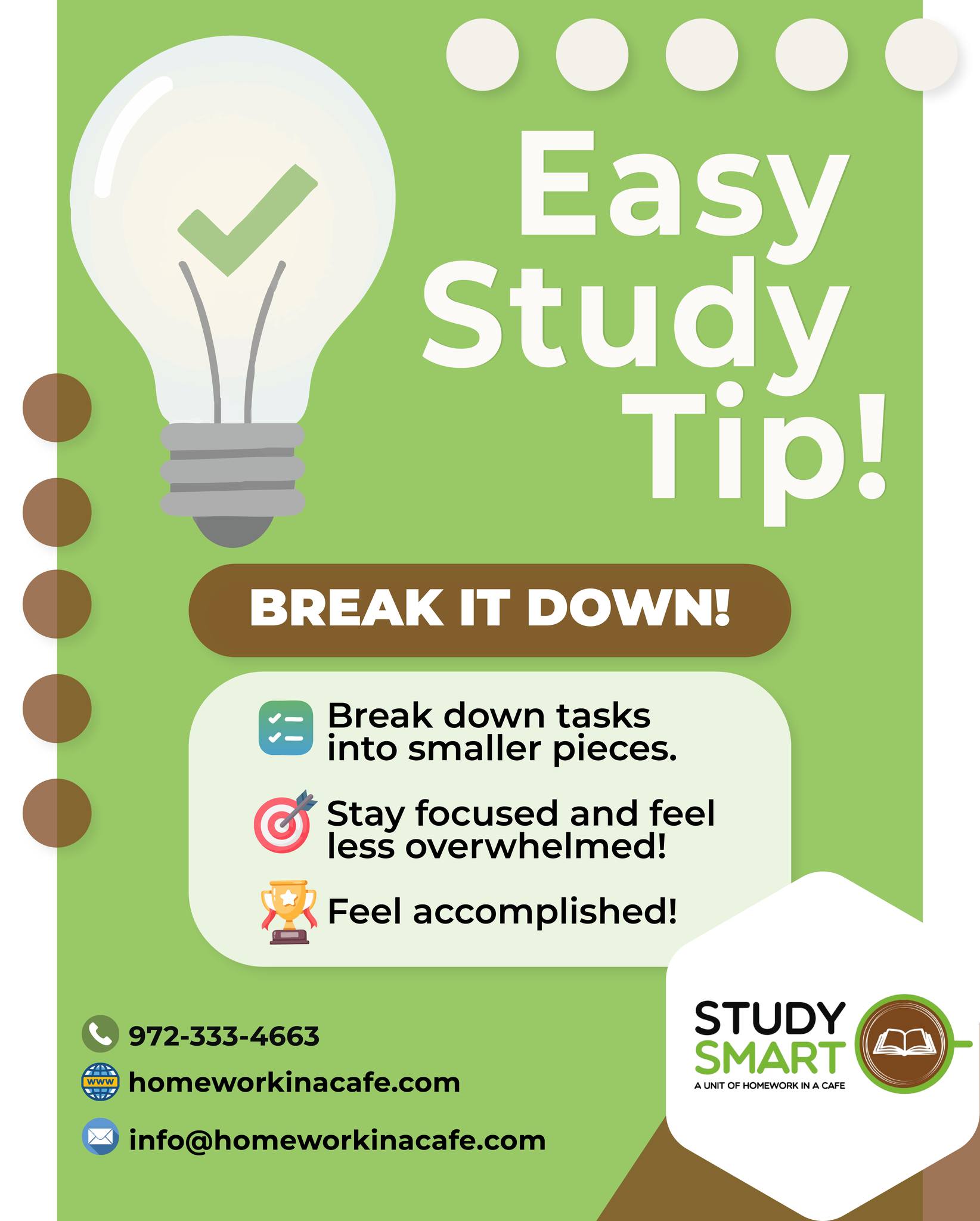 Homework - 💡 Easy Study Tip! 💡 Feeling overwhelmed with studying? Try ...