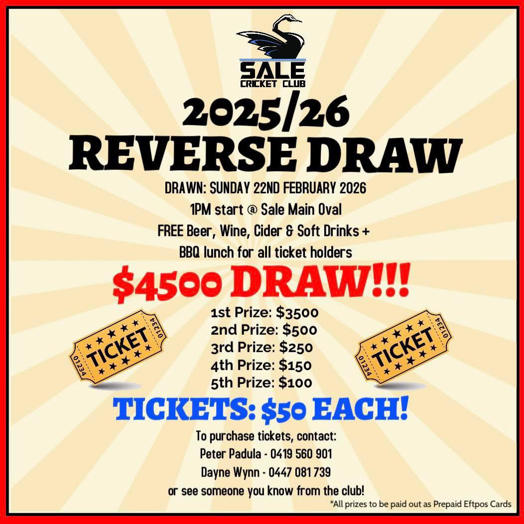 Sale - 🚨 REVERSE DRAW 2025/26 REMINDER🚨 Tickets are continuing to sell ...