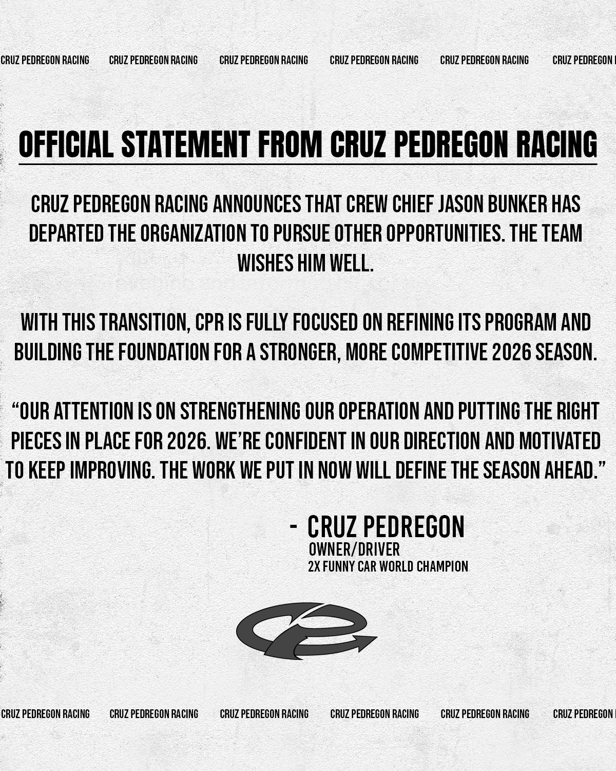 An update from Cruz Pedregon Racing... - Cruz Pedregon Racing | Facebook