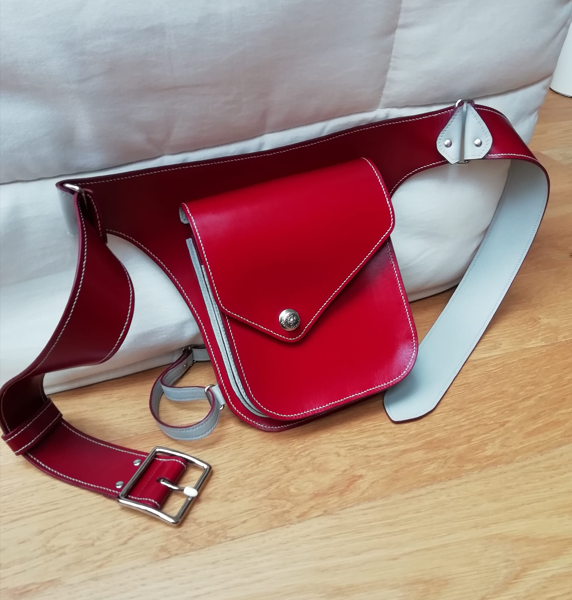 Lot de 2 sangles de sac en cuir faites à la main avec rivets en bronze pour la fabrication de sacs à bandoulière, sacs à main (65 cm, rouge