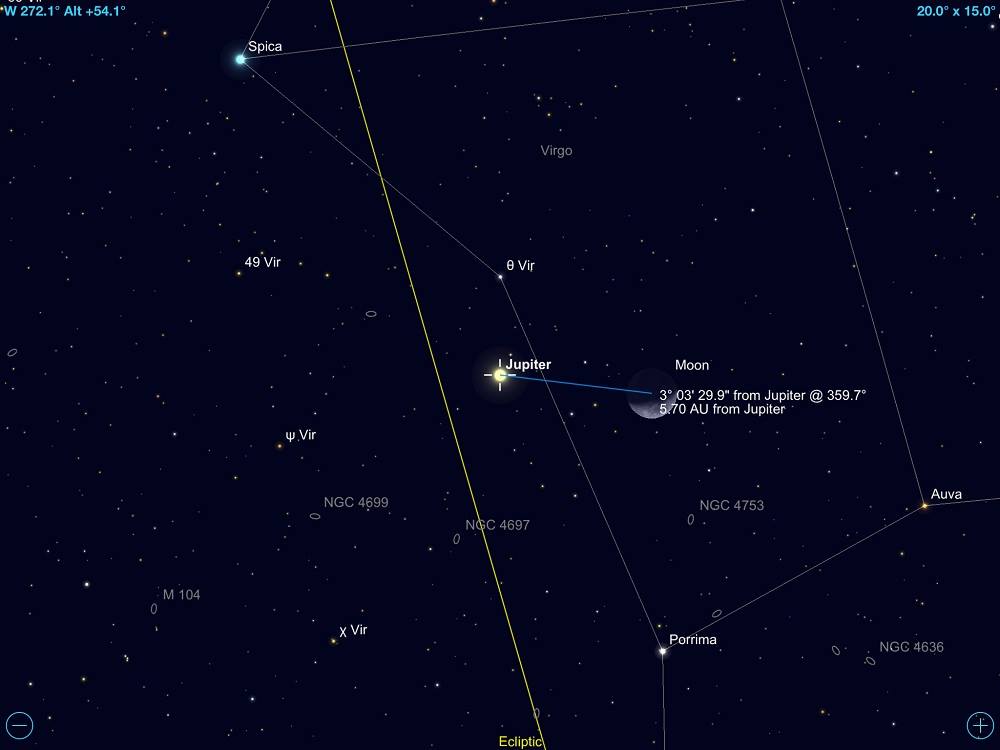 Lua Crescente 🌓 e Júpiter juntos... - Universo da Astronomia | Facebook