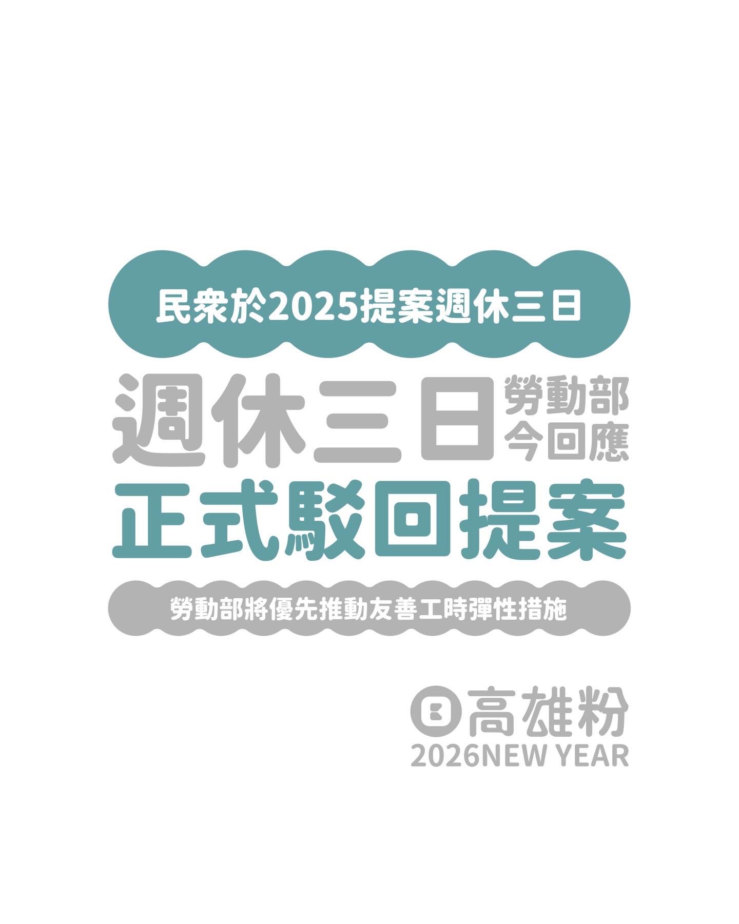 台灣實施週休三日？勞動部今正式駁回 👋 - 民眾去年8月於公共政策平台提案... - 高雄粉 Kaohsiungfans | Facebook