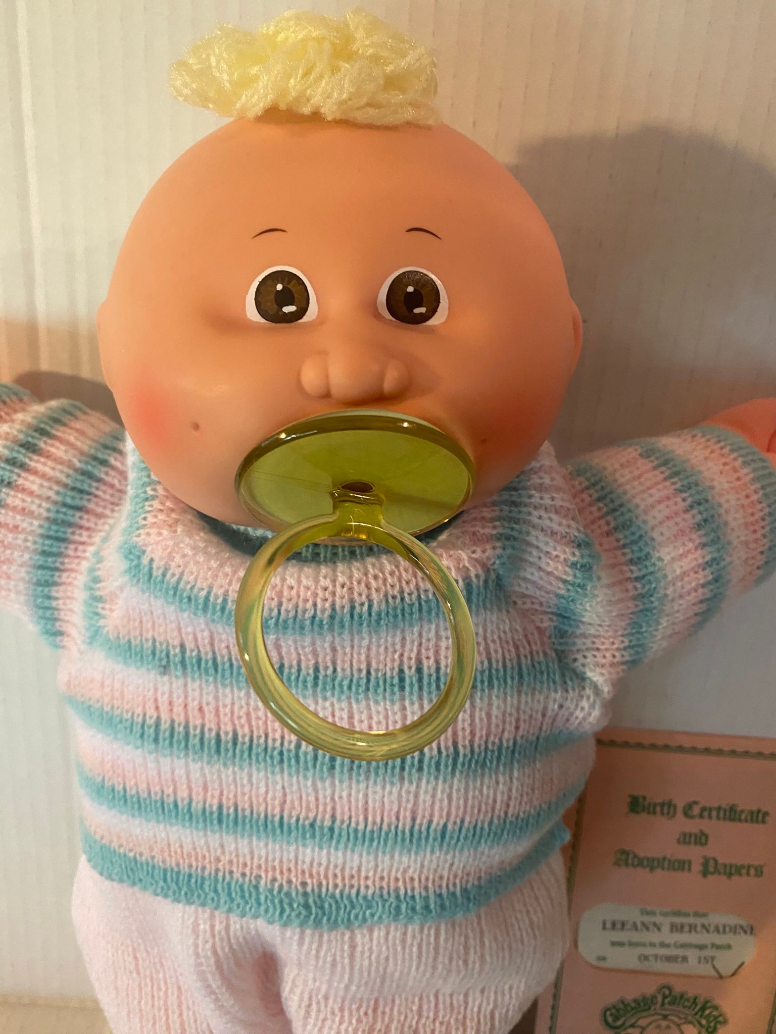 1985 Neon Preemie pacifier with HTF outfit no diaper but I will  display picture 1