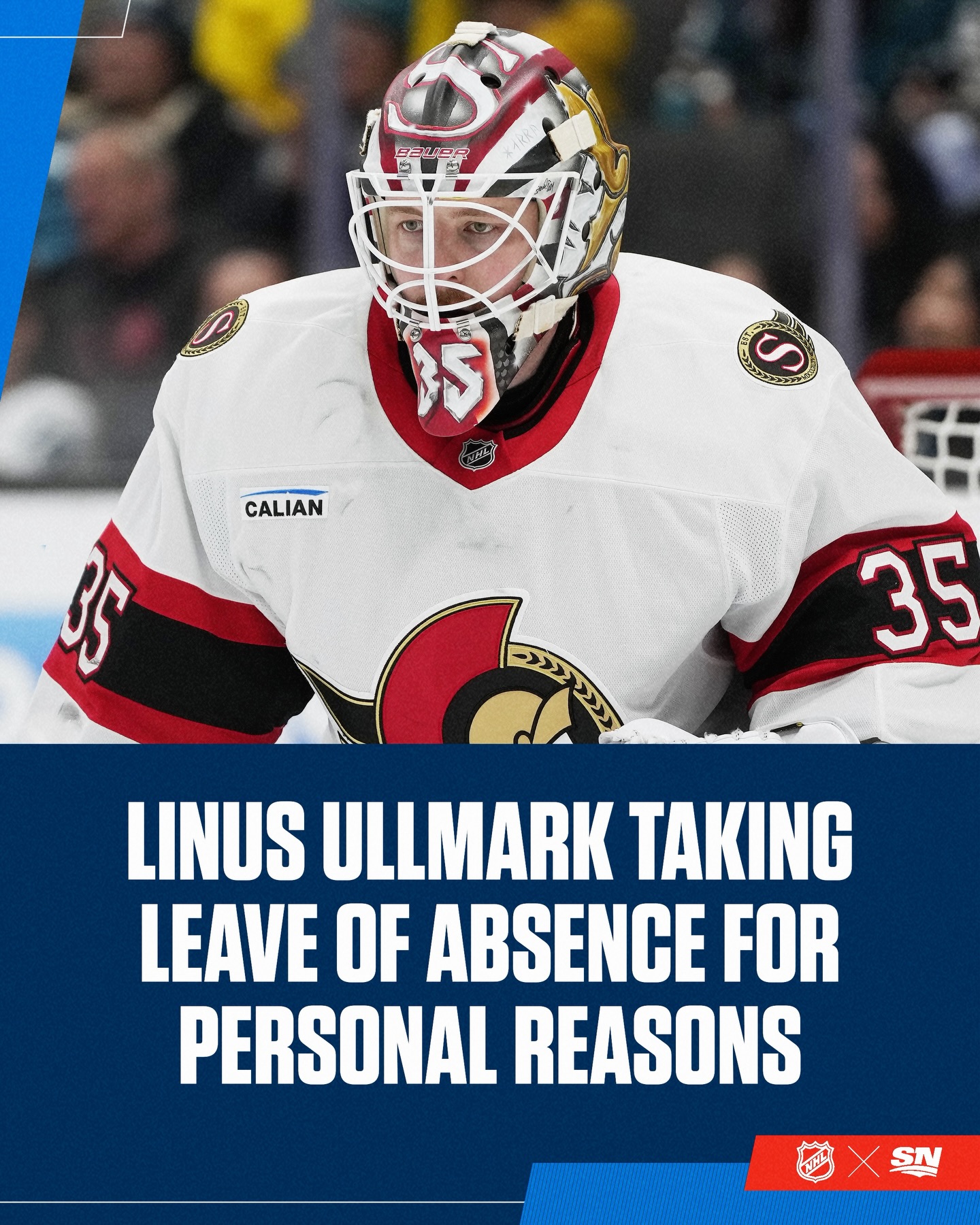Sportsnet - Linus Ullmark will be taking a leave of absence from the ...