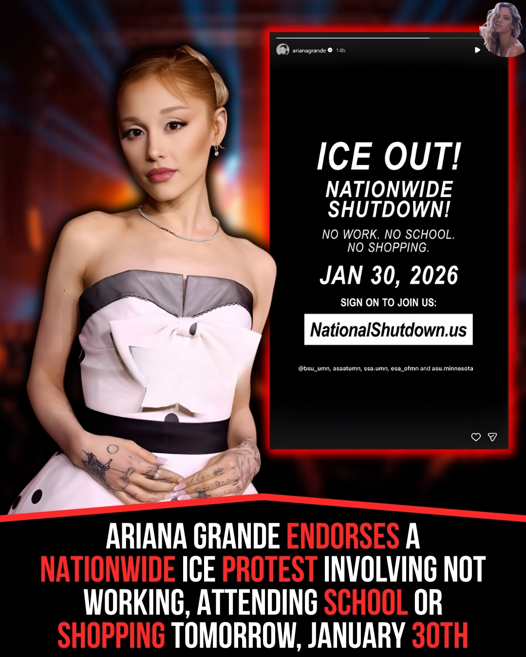 Chase - BREAKING: Ariana Grande has publicly endorsed a nationwide “ICE ...