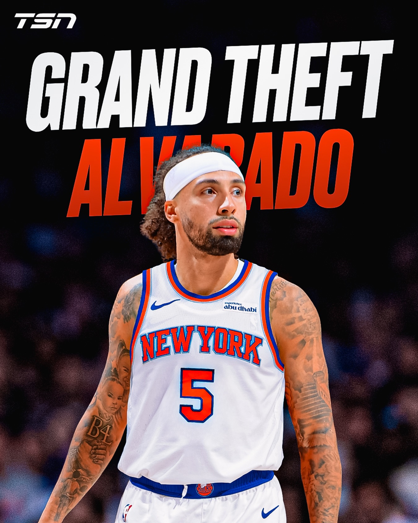 NEW YORK KNICKS GRAND THEFT JOSE ALVARADO SIGNED AUTO 8x10 PHOTO 