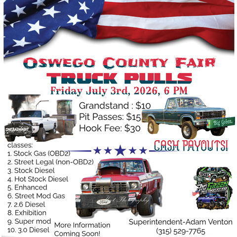 On Friday, July 3rd, the Oswego County Fair is hosting their ever