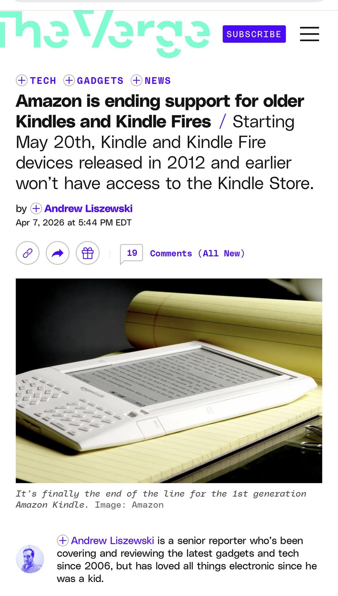 Amazon to stop supporting older Kindle models in May