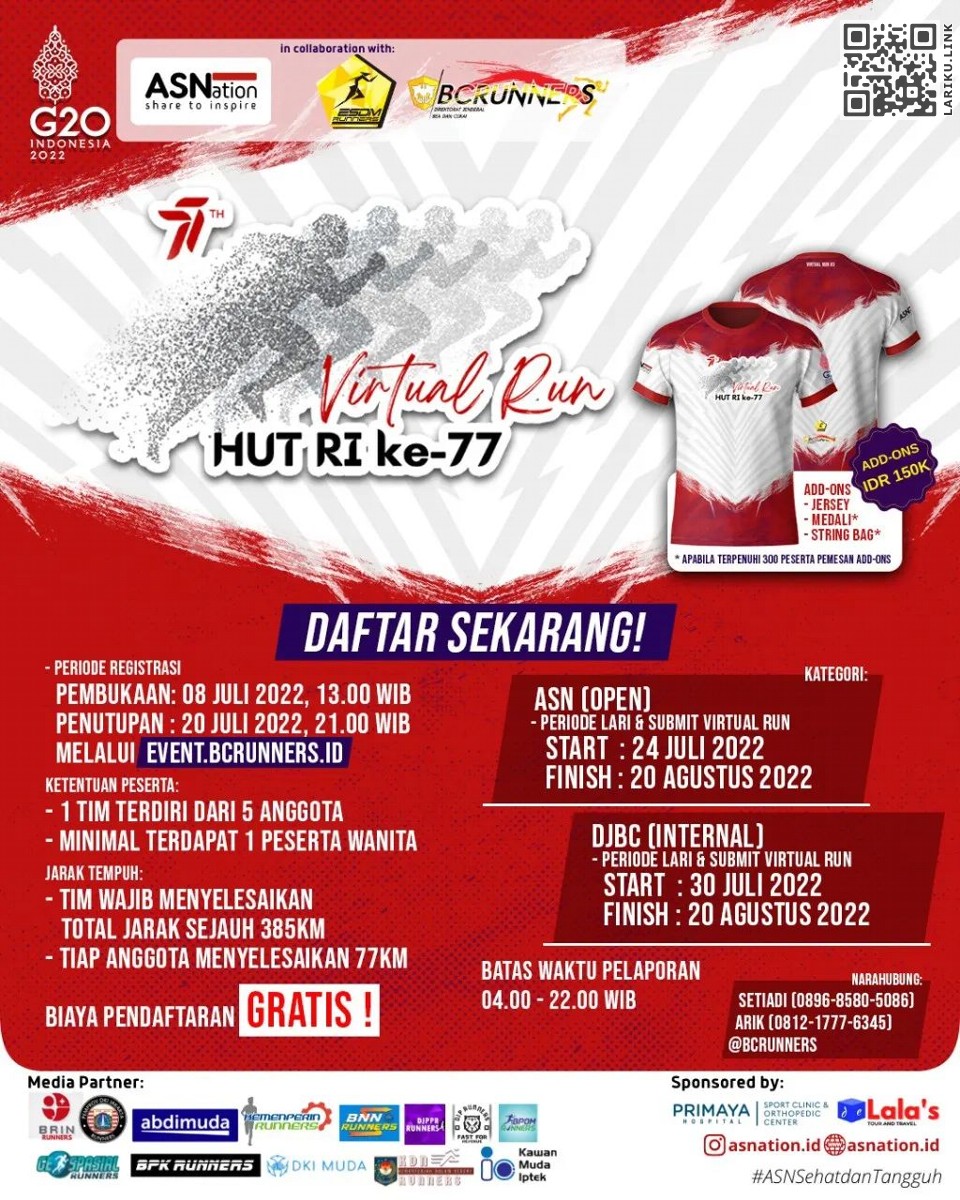LariKu.info - 🔽 🇮🇩 ASN Virtual Run HUT RI 77 ⏰️️ 24 Juli -... | Facebook