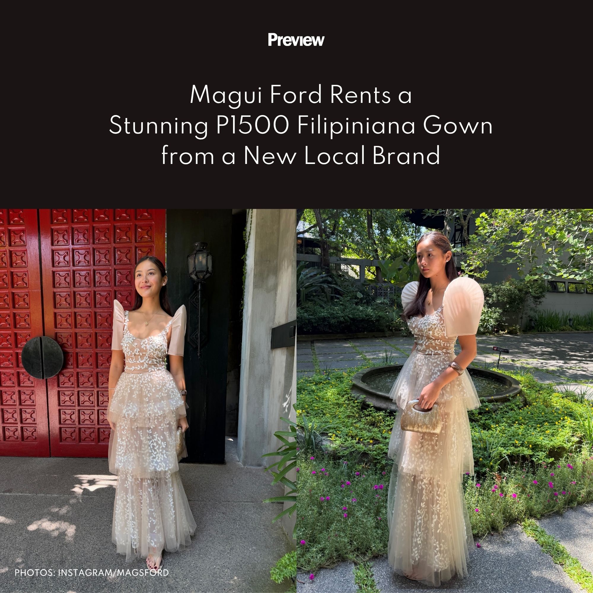 formal filipiniana dress modern MaguiFord turned to a delicate for her latest outing. Shared on Instagram, the look perfectly complemented the venue's rustic yet regal atmosphere. Here's how you can rent Love Story